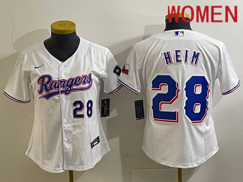 Women Texas Rangers #28 Heim White Nike Game 2024 MLB Jersey style 2